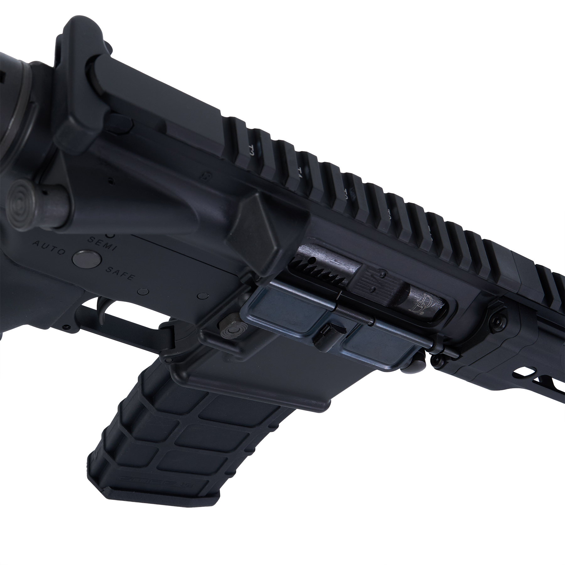 GHK DDM4 V7 10.3inch CO2ガスブロ ブラック アッパーレシーバーとマガジンを斜め上から見たアップ