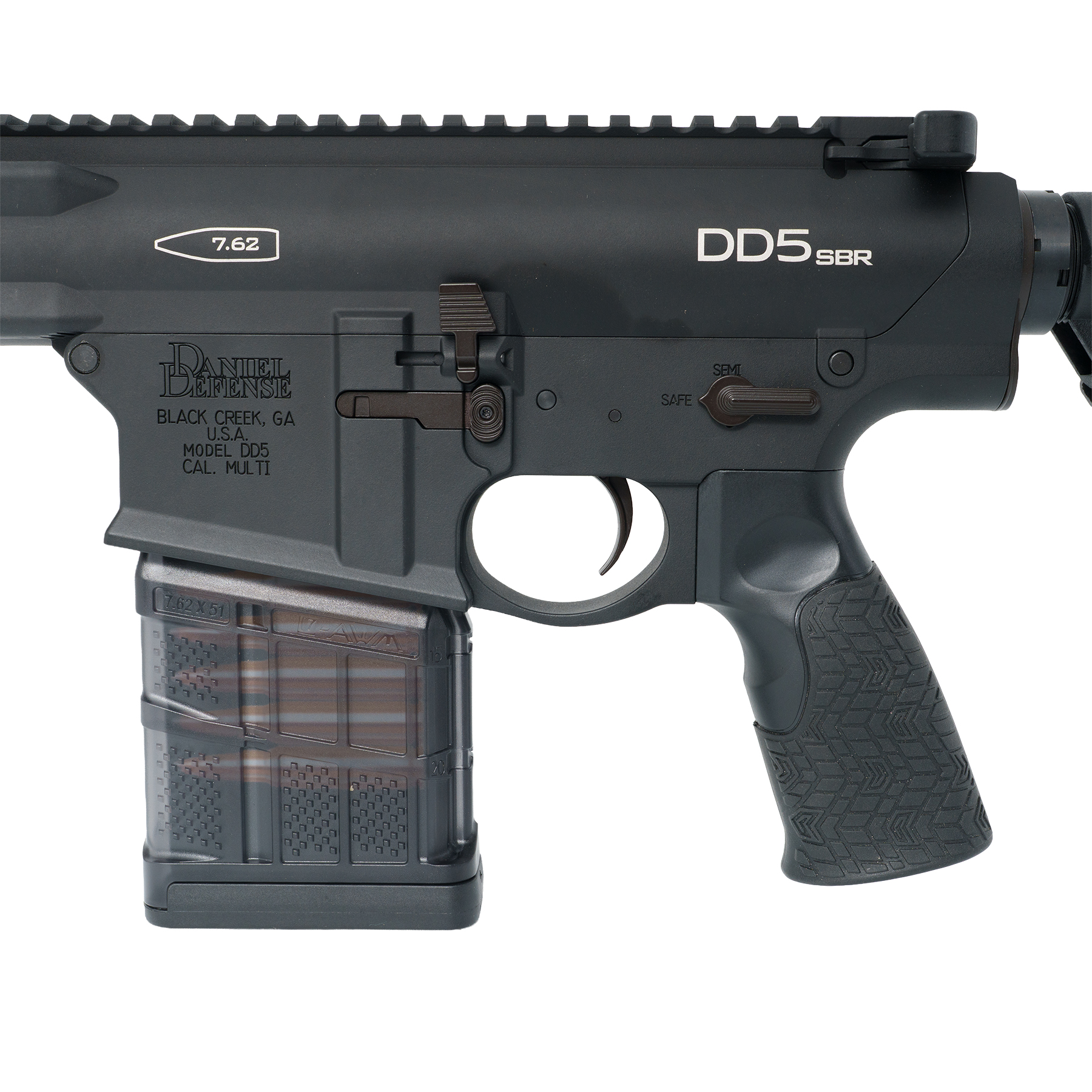 DANIEL DEFENSE DD5 SBR 12.5インチ 電動ガン BK レシーバー左側面とL7AWMマガジン