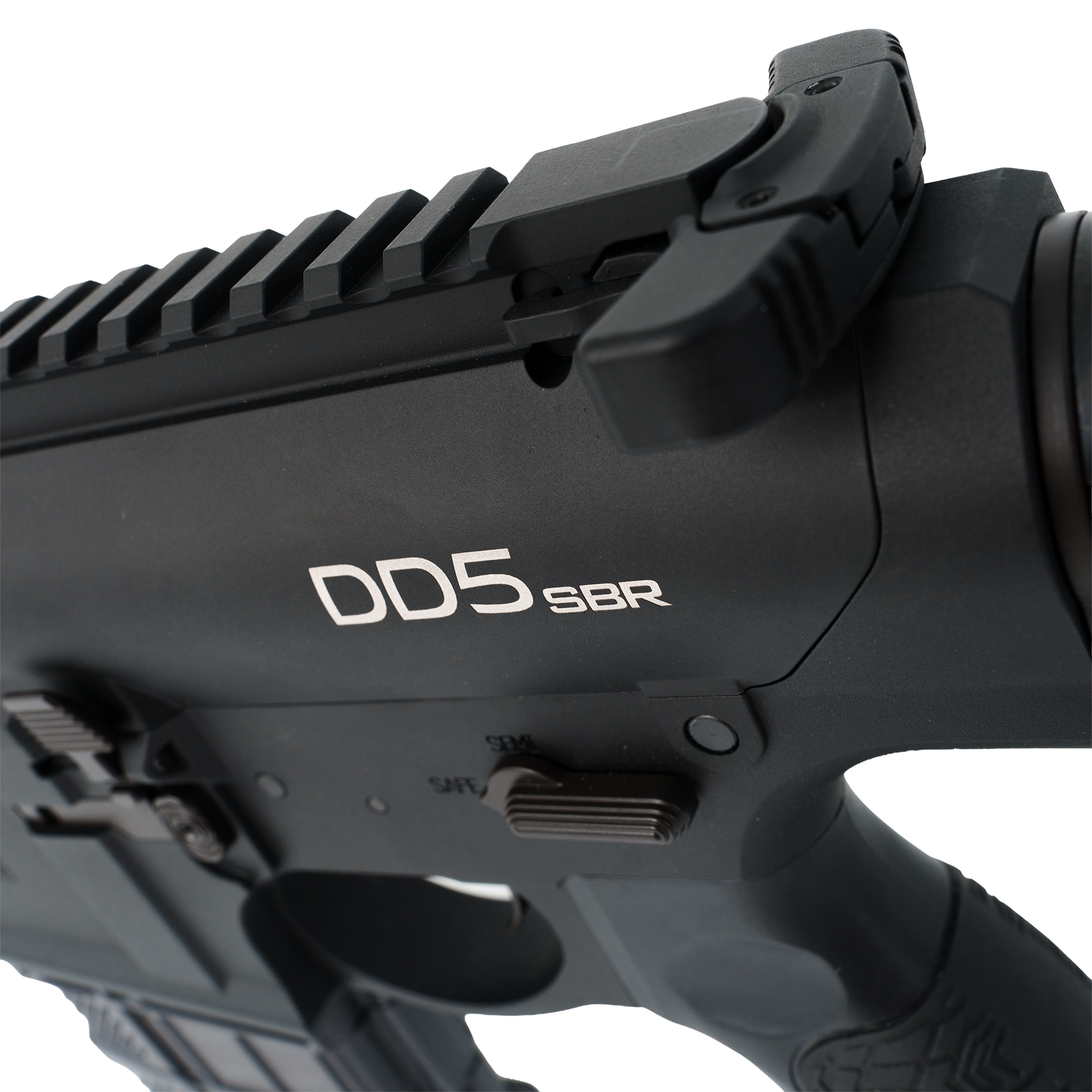 DANIEL DEFENSE DD5 SBR 12.5インチ 電動ガン BK レシーバーのDD5刻印とチャージングハンドル