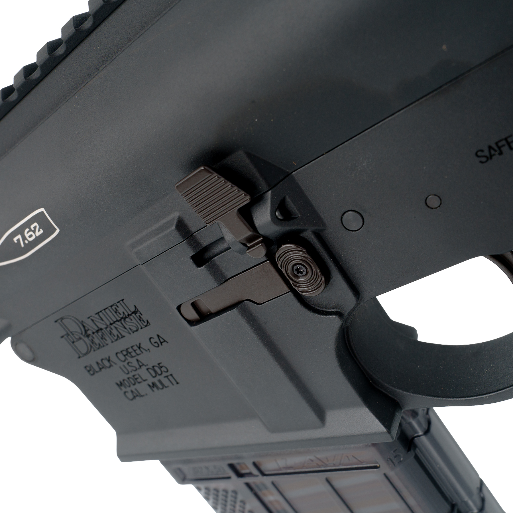 DANIEL DEFENSE DD5 SBR 12.5インチ 電動ガン BK レシーバー右側面のセレクター周り