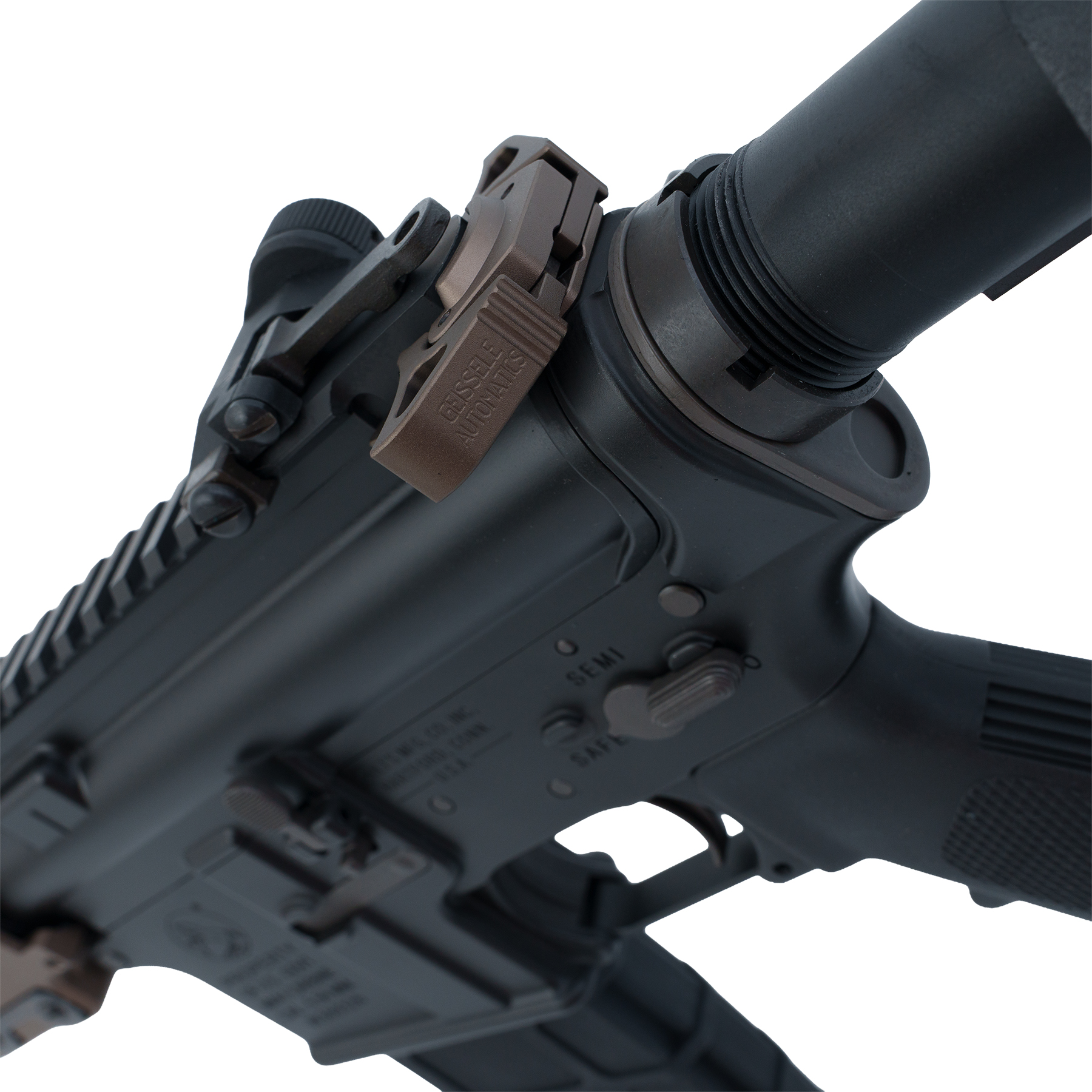 GHK URG-I 14.5インチ ガスブローバック V3 JP 2024 Ver. ボルトチャージングハンドルとレシーバー後部の斜めからのアップ