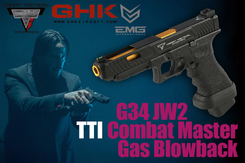 TTI Glock G34 Combat Master ウェザリング 東京マルイ GBB ベース グロック Nova(ステッピング加工 SAI ZEV  JW 2 3 ジョン・ウィック - ミリタリー